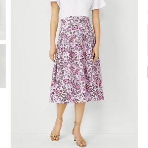 NEW Ann Taylor Floral Gathered Yoke Midi Skirt, 0P
